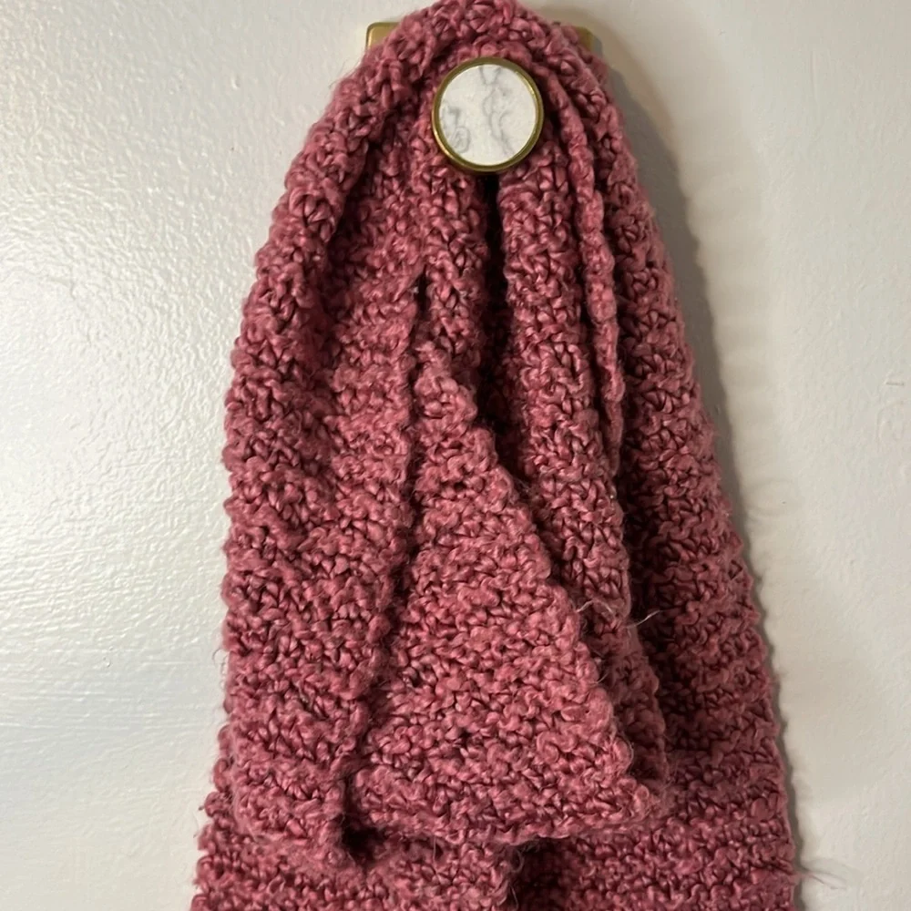 Handmade Knit Blue and Pink Super‎ Soft Cozy Pair of Scarves
